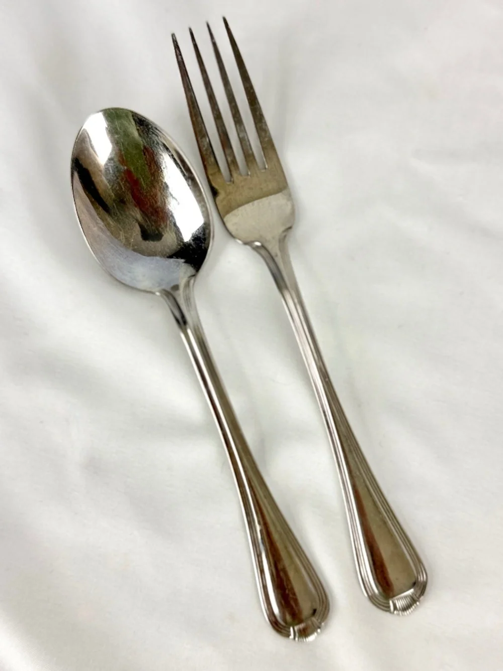 2 pc Vtg Pfaltzgraff Addison Dinner Forks Spoon 18/8 Stainless Steel Excellent